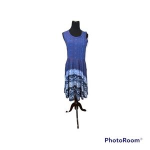 M LuLaRoe Blue Tie Dye Print Nicki Tank Dress with Pockets Medium